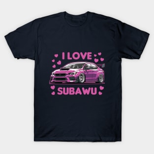 Subaru STI Car Art - Impreza WRX Pink Girl Modified JDM Car T-Shirt